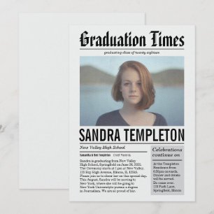 Tidningsrapport i Färg Studenten Inbjudningar