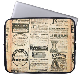 Tidningssida med annonsering - Vintage engrav Laptop Fodral