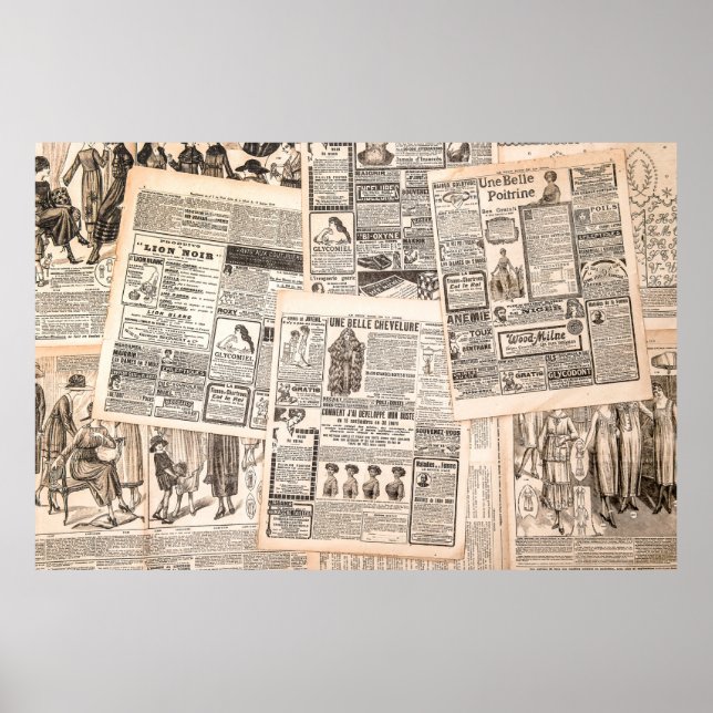 Tidningssidor med antika annonser. Kvinnos Poster (Framsidan)