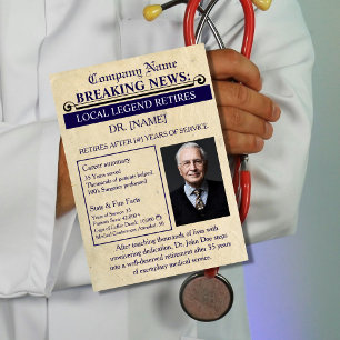 Tidningsstil Doktor Pensioneringskort Anpassat Vykort