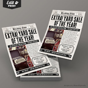 Tidningsutfällare Retro Community Yard Sale Reklamblad