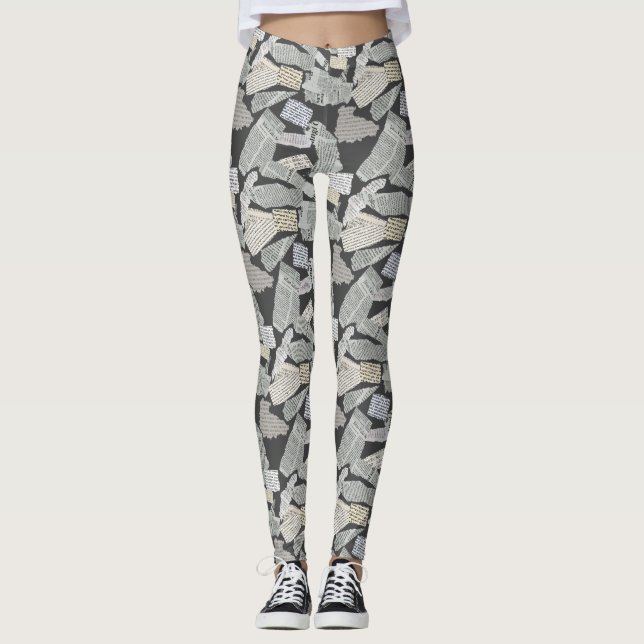 Tidningsutsändning - sänkt Mönster 01x4.b GDrey Leggings (Framsida)