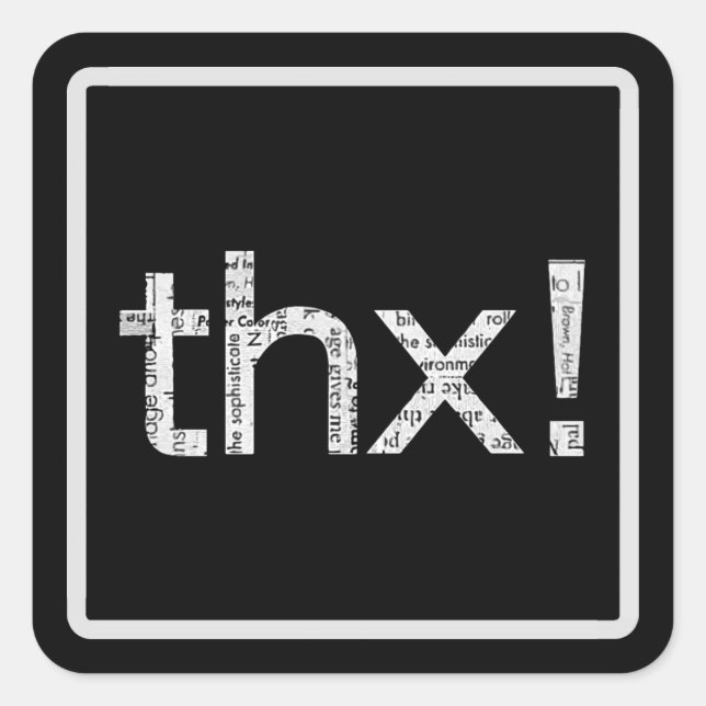 Tidningsutskrift Typografera etiketter för "THX" (Framsida)