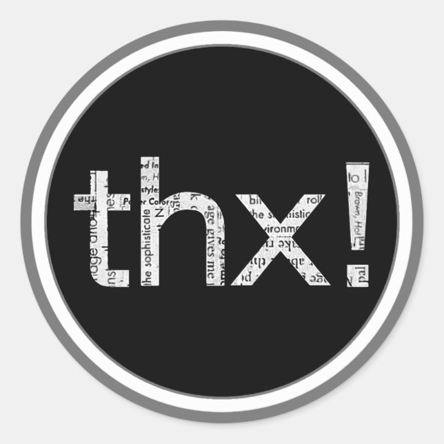Tidningsutskrift Typografera etiketter för "THX" (Framsida)