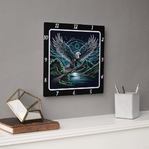 Tidpunkt för elektrisk blått ögla fyrkantig klocka