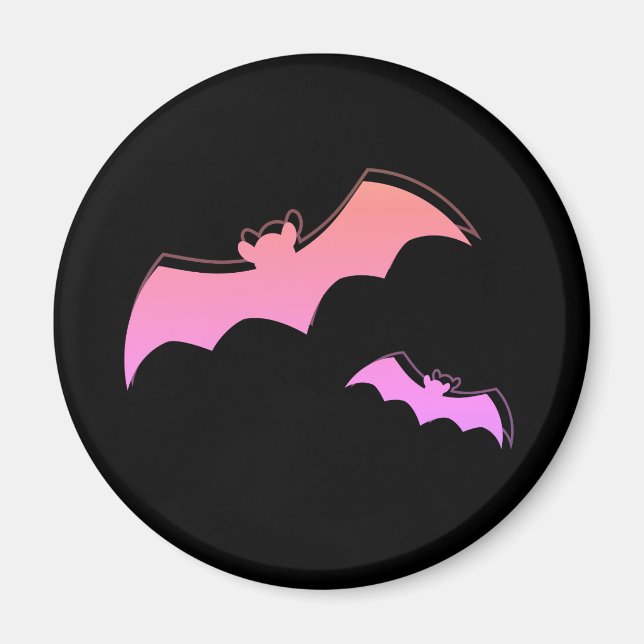 Tidpunkt för Fladdermöss - Rosa & Lila Abstrakt-ko Magnet (Framsidan)