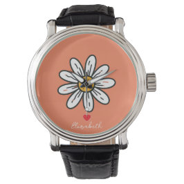 Tidpunkt för visuell Daisy - Ljusskalig Blommigt Armbandsur