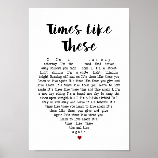 Tidpunkter som den här Heart Sång Lyric Wall Art-u Poster (Framsidan)