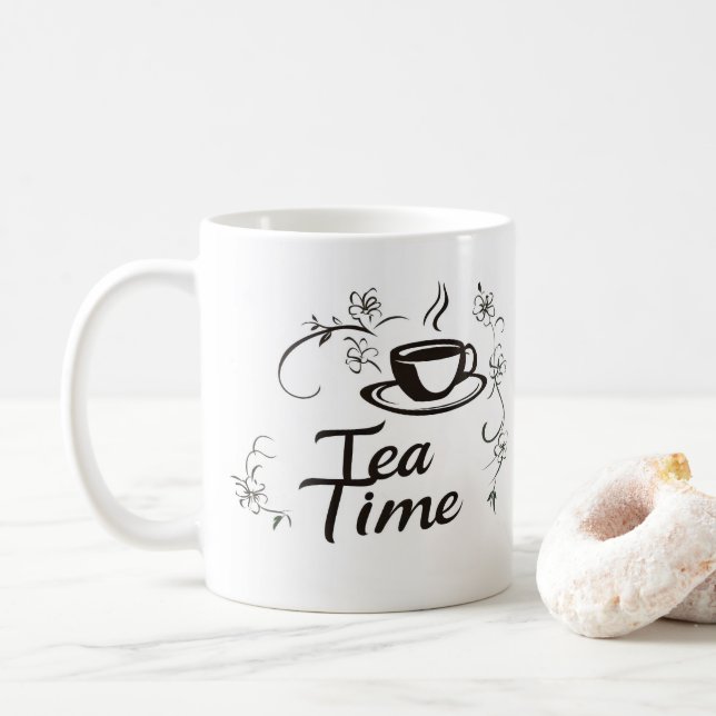 Tids för te Delikata blommor Kaffemugg (Med munk)