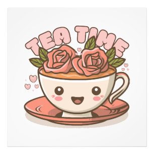 Tids för Te Rosa Te Kawaii Fototryck