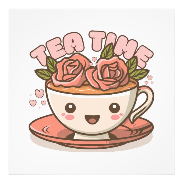 Tids för Te Rosa Te Kawaii Fototryck (Framsidan)