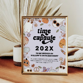 Tids kapsel Groovy Kuslig Halloween Födelsedag Poster
