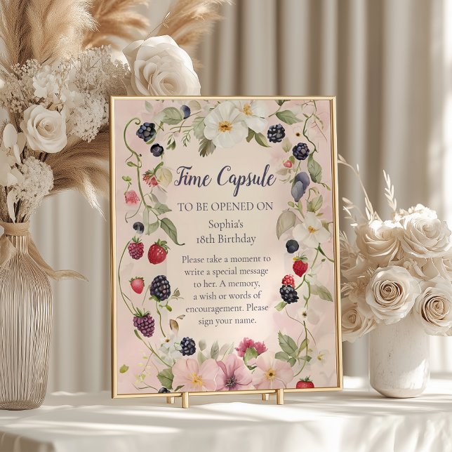 Tids kapsel Jordgubbsbär Första 1:a födelsedag Poster (Skapare uppladdad)