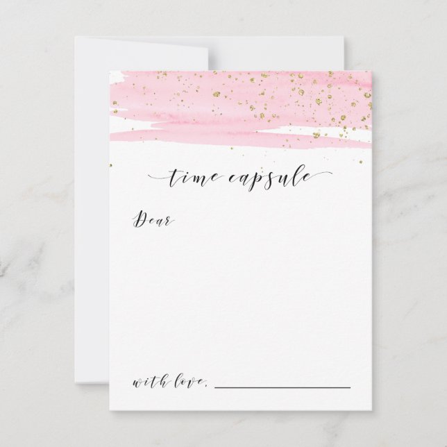 Tidsadapterkort för Rosa av vattenfärg och Guld Gn (Framsida)