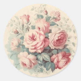 Tidsåldrad Rosa Prakt shabby chic Runt Klistermärke