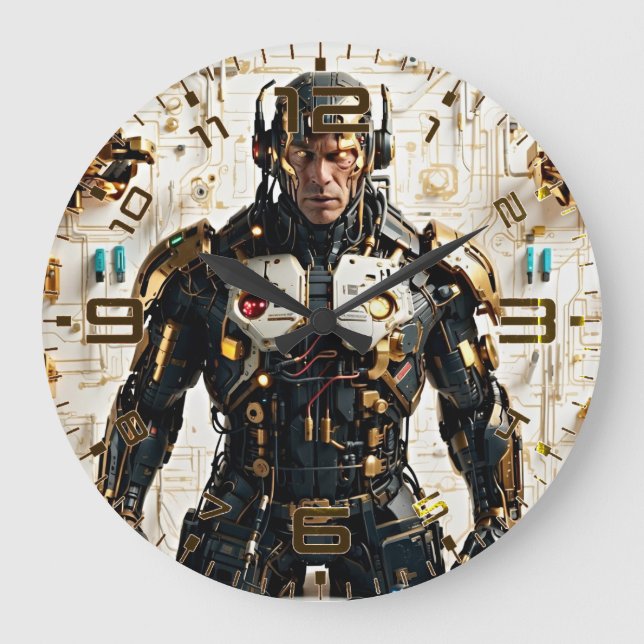 Tidsborg: Retro Futurism Wall Clock Stor Klocka (Framsida)