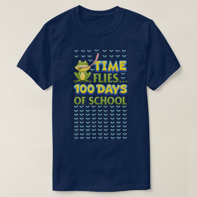 TIDSFLIES Frog 100 dagar för skollärarbarn T Shirt (Design framsida)