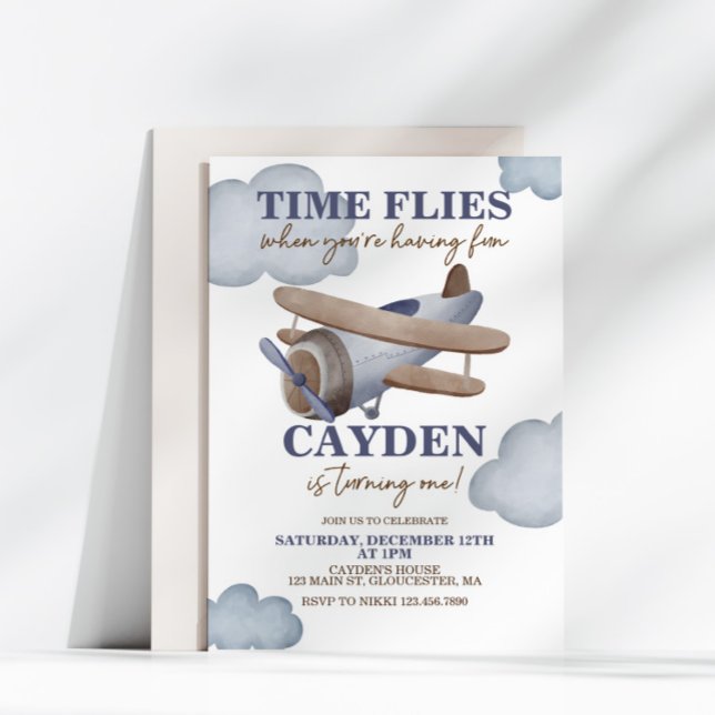 Tidsflygning Flygplan - inbjudan till första födel (Skapare uppladdad)
