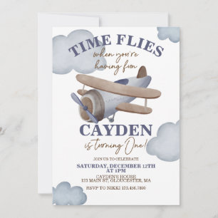 Tidsflygning Flygplan - inbjudan till första födel