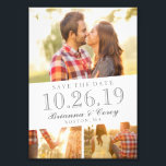 Tidsfri 3-foto Spara datum Fototryck<br><div class="desc">Visa dina favoritfoton från förlovningen i stil med den här 3-fotofilen och spara datummallen.</div>