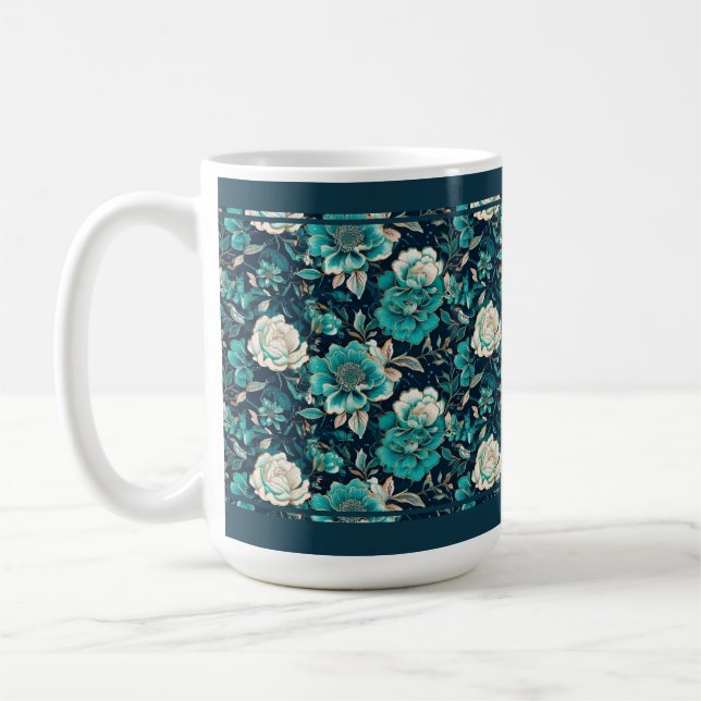 Tidsfri Tekanna med känsligt asiatiskt Blommönster Kaffemugg (Vänster)