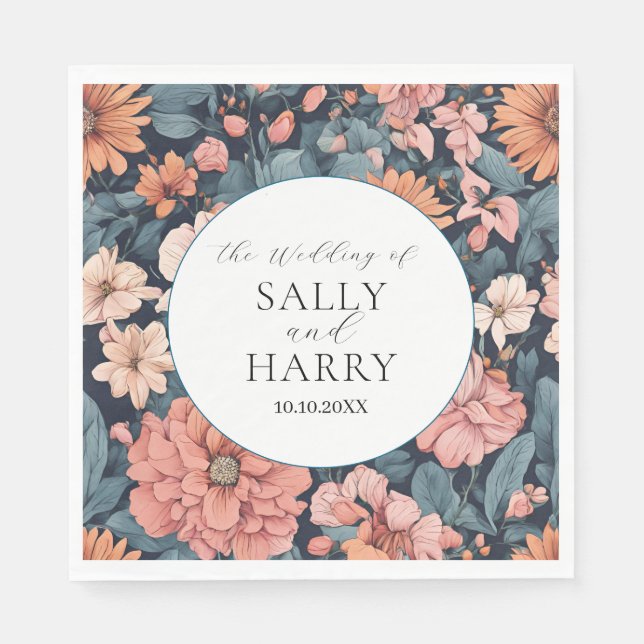 Tidsfri: utskrift av Vintage Faded Ro Bröllop Pappersservett (Framsidan)