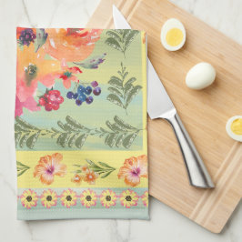 Tidsfri vattenfärgsfärgad blommigt Dekorativ blomn Kökshandduk