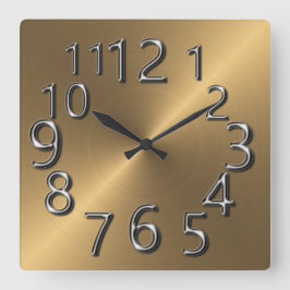 Tidsgräns-Silver och Guld Fyrkantig Klocka