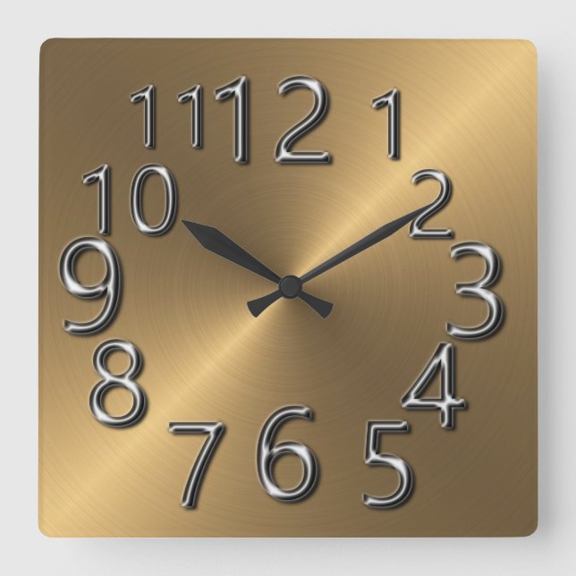 Tidsgräns-Silver och Guld Fyrkantig Klocka (Framsida)