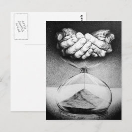 Tidshourglass händer Pencil teckning Surreal konst Vykort