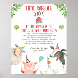 Tidskapkapsel Farm Birthday Boy Barnyard Guestbook Poster