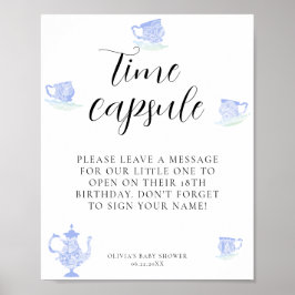 Tidskapsel Baby Tea China Blue White Snöre Poster