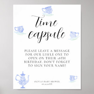 Tidskapsel Baby Tea China Blue White Snöre Poster