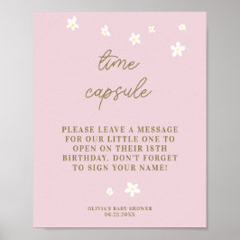 Tidskapsel Babyskor Söta Daisy Pastellns Rosa Poster