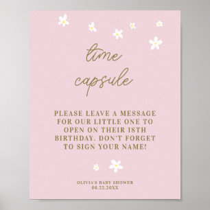 Tidskapsel Babyskor Söta Daisy Pastellns Rosa Poster
