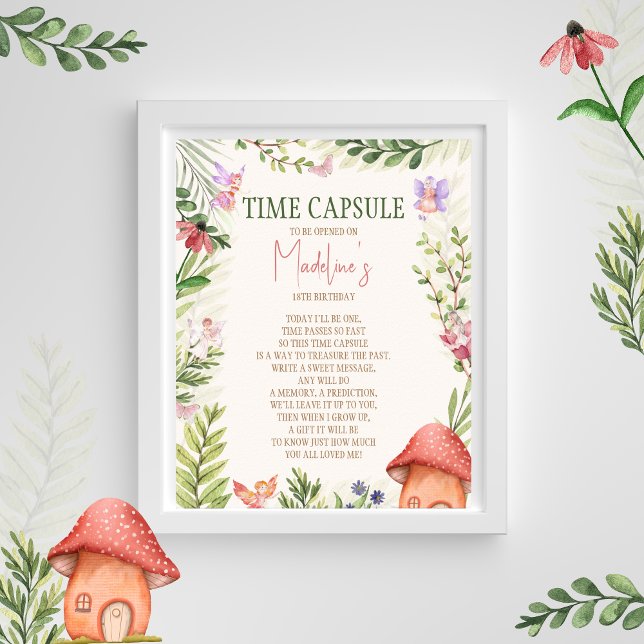 Tidskapsel Fairy Enchanted Forest 1 Birthday Poster (Skapare uppladdad)