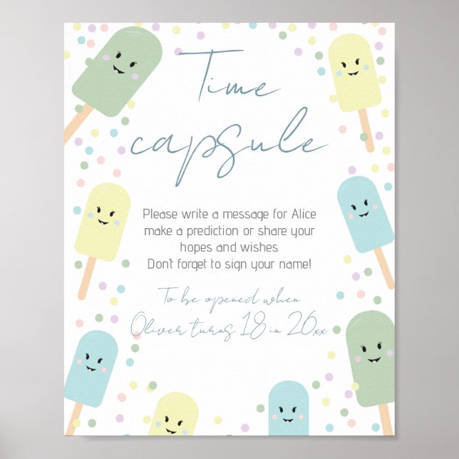 Tidskapsel för Födelsedagsfest av iskräppsten Cone Poster (Framsidan)