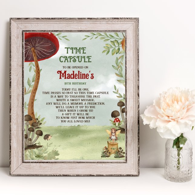 Tidskapsel Forest Fairy First Magic en Birthday Poster (Time Capsule - Fairy First Birthday)