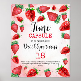 Tidskapsel, jordgubbssymbol, Födelsedagsfest Poster