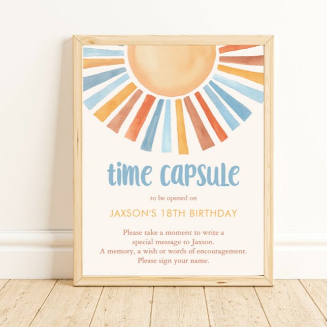 Tidskapskapsel Boho sunshine sol gult blue Poster (Skapare uppladdad)