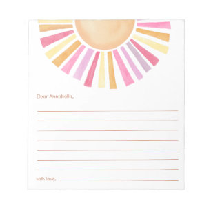 Tidskapskapsel Boho sunshine sol gult rosa Anteckningsblock