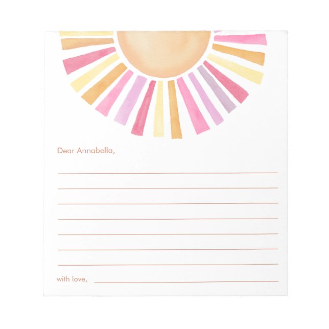 Tidskapskapsel Boho sunshine sol gult rosa Anteckningsblock (Framsida)