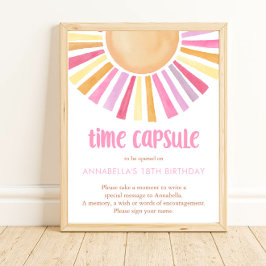 Tidskapskapsel Boho sunshine sol tjejer 1:a födels Poster