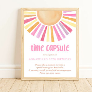 Tidskapskapsel Boho sunshine sol tjejer 1:a födels Poster