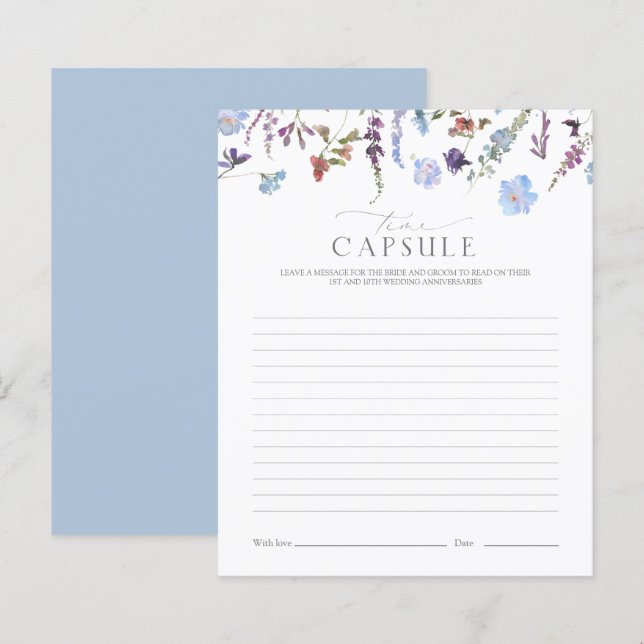 Tidskapskapsel Dusty Blue Wildblomma Shower Game (Fram/baksida)