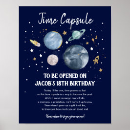Tidskapskapsel Rymden Planets Boy Birthday Poster