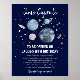 Tidskapskapsel Rymden Planets Boy Birthday Poster