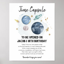 Tidskapskapsel Rymden Planets Boy Birthday Poster
