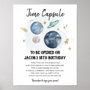 Tidskapskapsel Rymden Planets Boy Birthday Poster
