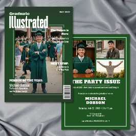 Tidskrift Fyra Foto Grön Examenfest Inbjudningar